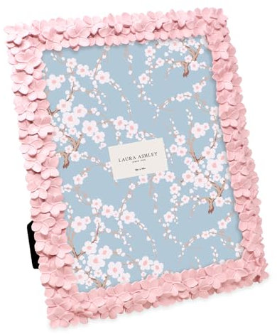 Laura Ashley Cadre photo en résine texturé fait à la main avec chevalet et crochet pour table et décoration murale, motif floral décoratif, galerie photos, art, plus (20,3 x 25,4 cm, rose)