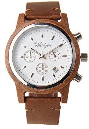 Waidzeit GE01 Alpin Gipfelstürmer Chronograph Uhr Holz Analog Datum Braun