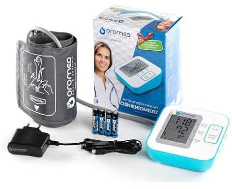 OROMED ORO-N3 COMPACT USB Oberarm-Blutdruckmessgerät, elektronisch mit FUZZY LOGIC, Arrhythmie-Erkennung, LCD-Display, 2×120 Speicher, automatische Abschaltung, inkl. Netzteil