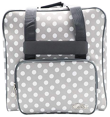 Phönix Taschen für Nähmaschinen 45x21x37cm und Overlockmaschinen 39x32x36cm (Polka Dots Grau, Overlocktasche)