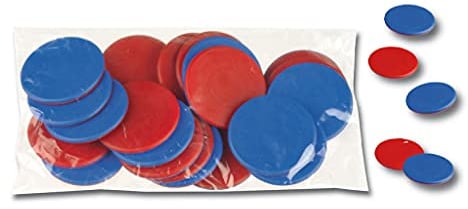 Wiemann Lehrmittel Wendeplättchen rot/blau, Zählchips für Mathematik, Rechenhilfe (22 Wendeplättchen)