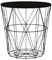 Round Side Table Wire Metal Storage Basket Modern Tea Nest Table with Removable Wood Top for Hallway, Living Room, Bedroom, or Office Decor Sidetable (Black + Black Lid, Large)
