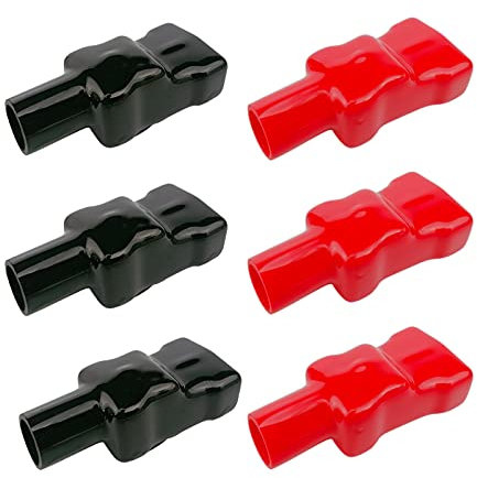 6 Pcs Battery Terminal Covers Red and Black battery terminal protector Covers Flexible Battery Boots Insulating Protective Lug Caps for Car Auto Vehicle Marine Commercial and Power Sports