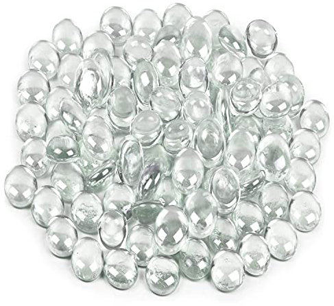 Galashield Lot de 100 billes plates en verre transparent pour vases, pierres précieuses, perles, galets de remplissage (0,5 kg, environ 100 pièces)