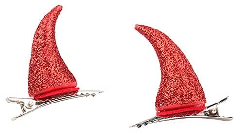 GUOJFEN Ox Horn Haarspangen - Teufel Horn Haarspangen - Rutschfeste Kopfbedeckung - Foto Requisiten - Kostüm & Halloween Cosplay Zubehör - Unisex - 1 Stück (1er Pack)