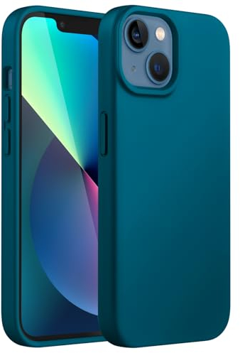 JETech Silikon Hülle für iPhone 13 6,1 Zoll, Ganzkörperschutz handyhülle mit Seidig-Weicher Berühren, Stoßfeste Hülle mit Mikrofaser-Futter (Blaugrün)