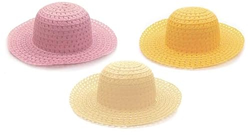 P Store PaulStore 3 Pack Girls Boys Cowboy Style Sun Hat Easter Bonnet Decorate Parades Gift, Pink Yellow Blue