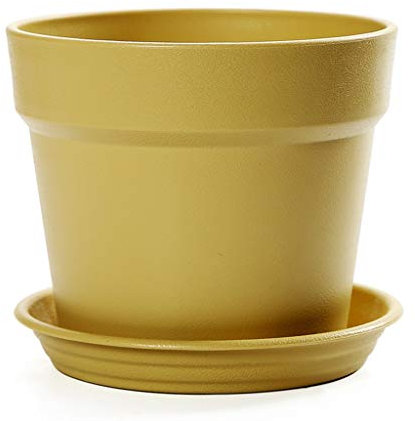 Decorazione Ba da Giardino, Vaso da Fiori Rotondo in Plastica da Davanzale in Tinta Unita Vaso per Piante Anti-caduta da 14,5-28 cm (Colore : Beige, Dimensioni : 22,8 * 22,8 * 20 cm) (Giallo 22,8 * 22