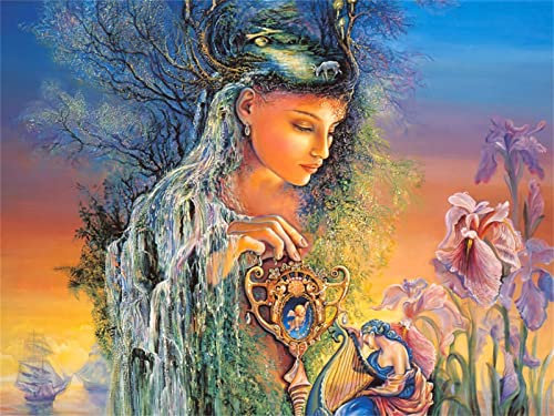 Peindre par Nombre,Kit de par Numero pour Adultes DIY Peinture pour Adultes Enfants Peinture avec Pinceaux Acrylique Pigmentée Pigmentée Cadeau Fleur de femme magique psychédélique 50x65cm sans Cadre