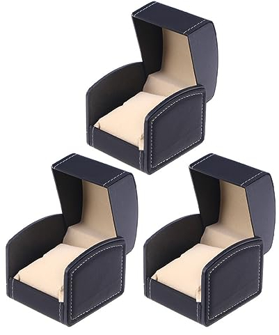 Hemobllo 3-teiliges Uhrenkästchen für einzelne Uhren, tragbar, PU-Leder, Schmuckkästchen, elastisch, für Reisen, für Uhren/Anhänger, quadratischer Uhren-Organizer, für Uhrenzubehör