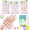 Allstarry Children Nails Press on Pre-glue Full Cover Rabbit Gradient Color Dot Short False Nail Kits Lovely Gift for Children Little Girls Nail Art Decoration -Purple Planet