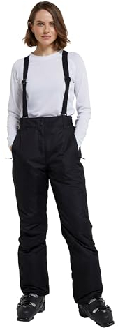 Mountain Warehouse Moon Skihose für Damen - Thermo-Schneehose, Outdoorhose für Damen, Verstellbarer Bund, mit abnehmbaren Hosenträgern, Skibekleidung, Weite Passform Schwarz Damengröße EU 52