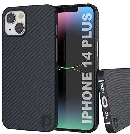 Punkcase Schutzhülle für iPhone 14 Plus aus Kohlefaser [AramidShield Serie] Ultra Slim & Light Kevlar Skin Made from 100% Real Aramid Fiber | Military Grade Protection for Your iPhone 14 Plus (6,7