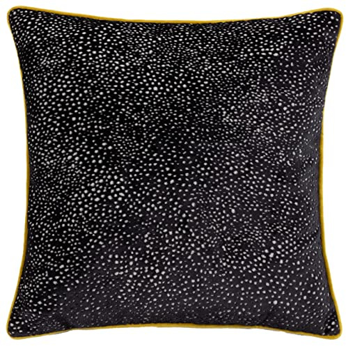 Paoletti Estelle Polyester Filled Cushion, Black/Gold, Square