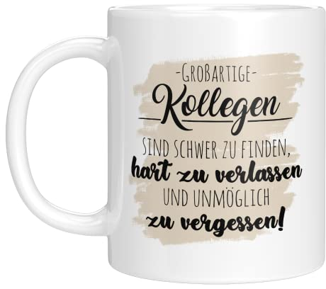 TassenTicker - Großartige Kollegen sind schwer zu finden - Abschiedsgeschenk - Jobwechsel - Kollegin - Kollege - Geschenk - Abschied - Arbeitskollegin - freundinnen (Weiss), TT6669