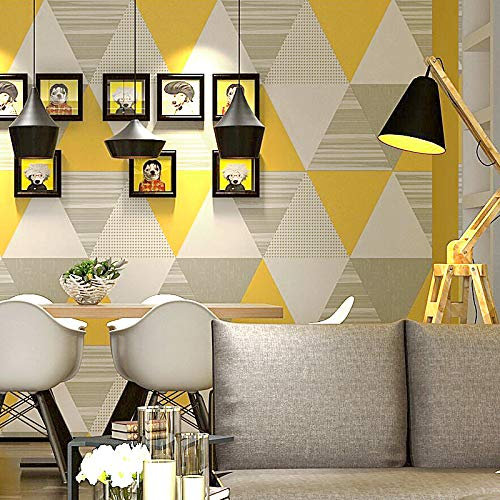 SAIMEYI Papier peint haut de gamme de style scandinave. Pour le salon, la chambre et les arrière-plans de télévision. Papier peint jaune gris bleu en papier pur. (jaune)