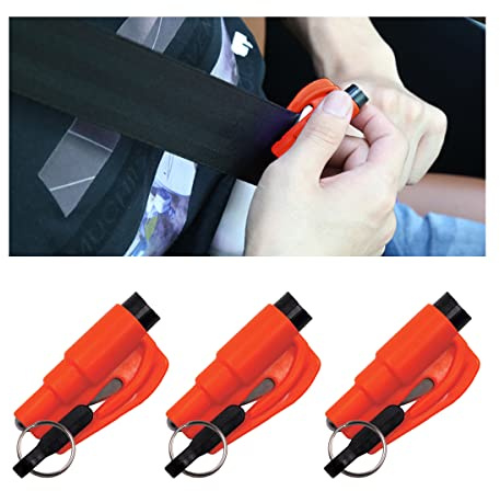 CGEAMDY The Original Emergency Keychain Car Escape Tool, 2-in-1 Seatbelt Cutter and Window Breaker, Emergency Keychain Car Escape Tool, Automotive Escape Tool for Land & Underwater (Orange)