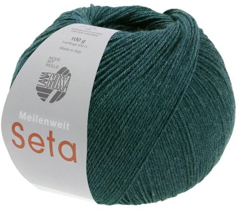 LANA GROSSA Meilenweit Seta | Sockengarn mit Seidenanteil, waschmaschinenfest | Handstrickgarn 55% Schurwolle (Merino), Polyamid, & Seide | 100g Wolle zum Stricken & Häkeln | 400m Garn FB35