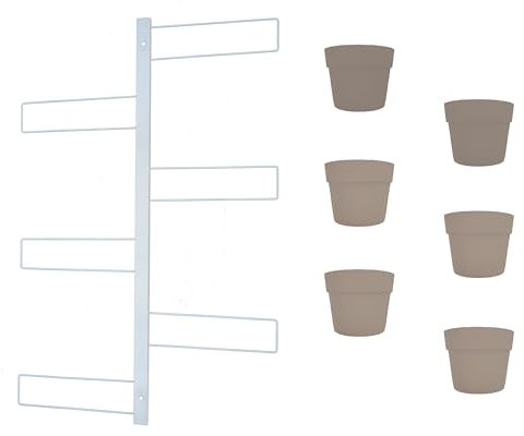 Tecnokit fioriera verticale Gemma cm 70x100 in acciaio, completa di 3 vasi pensili Comby diametro cm 14 e 3 vasi cm 10 (BIANCO)