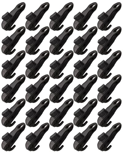 Planenclips 30 Stück - Zeltplanen Clips für Planen - Kunststoff Planen Clips - Tarp Clips - Multifunktion Planenbefestigung für Zelt Markisen, Abdeckungen, Sonnensegel Befestigung Klemmen (Schwarz)