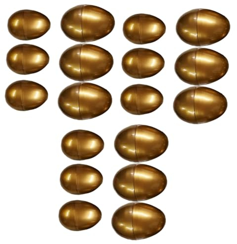 TOYANDONA 18 Pcs Oeufs D'or Garniture En Métal Oeuf De Pâques Doré Métallique Coquilles D'oeufs De Pâques Vides Plastique Jouets Poubelle Peluches Œufs Enfant Chapeau Coloré Tout Nouveau Pp
