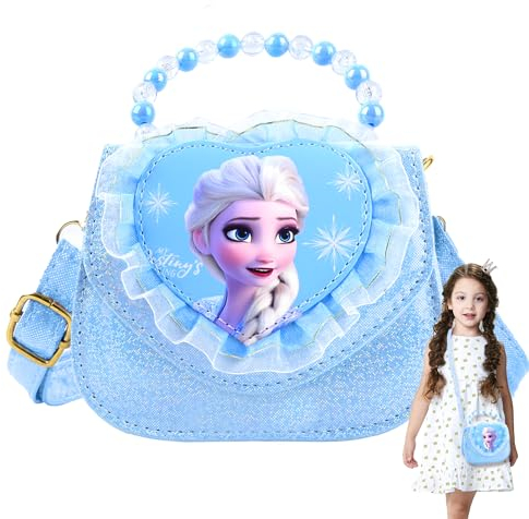 Handtasche Mädchen, Els Die Eiskönigin Geschenke, Mädchen Tasche Elsa Kindertasche, Prinzessin Wasserdicht Handtasche Klein Mit Verstellbarem Gurt Spitzenstil, Perlenhandtasche Geschenke Für Kinder
