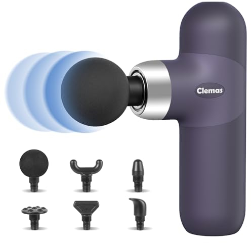 Mini Massage Gun - Tragbares Handheld-Percussion-Massagegerät zur Tiefengewebe-Muskelentspannung: Kompaktes, leichtes Design, leistungsstarker Motor, lange Batterielaufzeit - 6 Massageköpfe (grau)