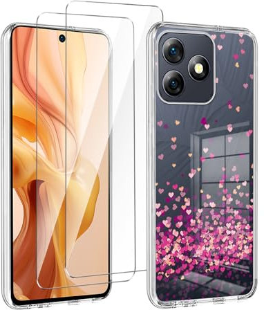 LYZXMY Hülle für Ulefone Note 18 Ultra 5G(6.78) Transparent Handyhülle + 2 Stück Gehärtetes Glas Schutzfolie, Case Weich Silikon TPU Schutzhülle Cover -WM85