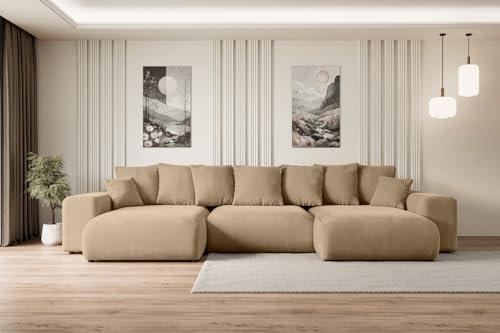 ALTDECOR Ecksofa mit Schlaffunktion U-Form Eskar-U 364x176x72 - Beige