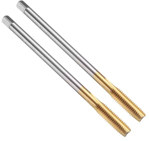 QUARKZMAN 2 Stück HSS Gewindebohrer, M8 x 1,25 120mm Extra Lang Metric Gewindeschneider, Rechtsgewinde, Titanbeschichtet
