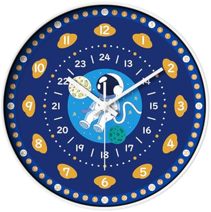 Taodyans Modern Kinder Wanduhr Ohne Tickgeräusche, Küche Wand Uhr 30cm Quarz Batteriebetrieben Hängende Uhr für Büro Klassenzimmer Wohnzimmer Schlafzimmer (Astronaut)