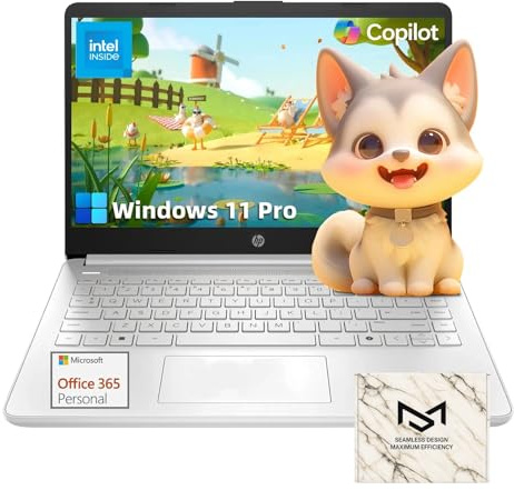 HP Laptop ultraportatile per studenti e affari, display HD da 14, Intel 4-Core N150, Windows 11 Pro, Microsoft Office 365, 32 GB di RAM, 128 GB UFS + 256 GB MicroSD, colore: Argento