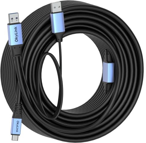 OkyLink Câble de données 60ft/20m USB 3.0/3.2 Gen1 A vers C, 5 Gbps haute vitesse, charge rapide 60 W. Câble premium pour smartphone, tablette, disque dur portable, station d’accueil et imprimante.