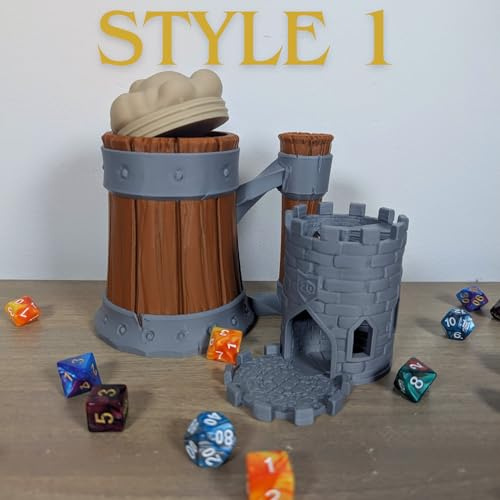 Tavern Mug Dice Tower & Can Holder for DnD – Fantasy Tankard RPG Accessory for Tabletop Gaming, Dungeon Masters, and Party Nights (Style 1)