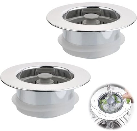 KIRZAX 2 PCS Colador de Fregadero de Cocina,3 en 1 de Acero Inoxidable TapóN Fregadero Cocina Para DesagüEs,Colador Del Fregadero Filtra Los Alimentos Previene Los Olores