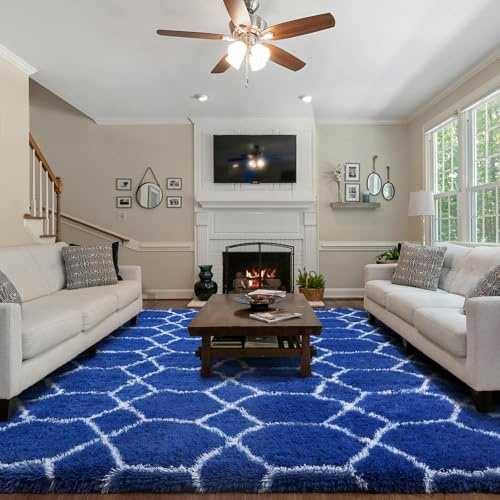 FVVRAX Large Rugs Living Room, Non-Slip Washable Geometric Rugs for Bedroom | Modern Hexagonal Pattern Black White Rug 200x300cm, High-Pile Fluffy Carpet for Lounge Nursery，Non-Shed Soft Rug for Kids