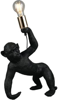 Große ausgefallene Tischlampe Affenlampe Schwarz, Höhe 42cm