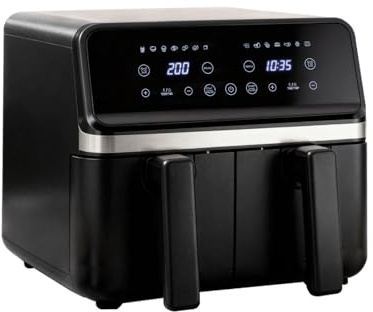 Dual Basket Air Fryer, 2200W Powerful Air Fryer with 11 One-Touch Presets for Oil-Free Cooking, Roasting, Dehydrating & Reheating, Independent Dual Drawers with SyncCook Technology, Easy to clean