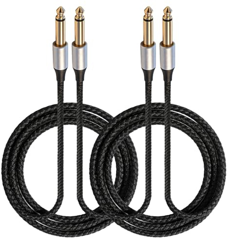 2 Pack Guitar Cables 3M 6.35mm to 6.35mm, Braided TS Instrument Cable, 1/4 Inch Braided guitar lead, For Electric Guitar Bass Keyboard Mandolin Mixer Amplifier, Nylon Audio Cord For Studio And Stage