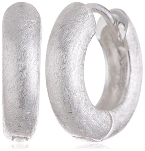 Vinani Damen Ohrringe 925 Silber - Klapp-Creolen rund gebürstet - aus 925 Sterling Silber für Frauen - CRG