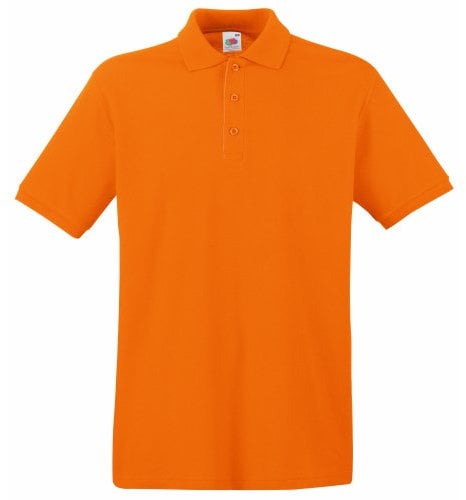 Fruit of the Loom Men's Premium Short Sleeve Polo Shirt, Orange, Small