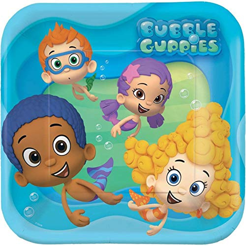 Bubbly-rrific Bubble Guppies Square Birthday Party Paper Plates Disposable Tableware and Dishware, 9, Pack of 8.