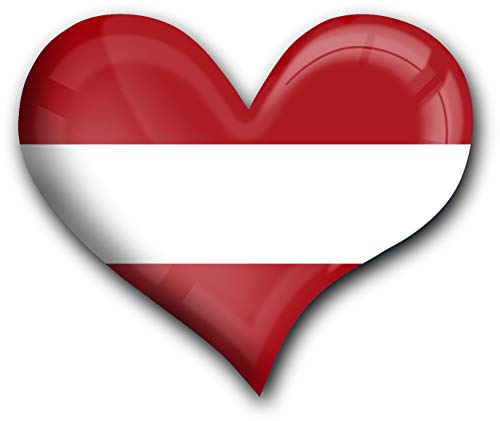 metALUm Herz Acrylmagnet mit starkem Neodym - Magnet Flagge Österreich #1311019