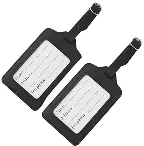 TRIXES Gepäck-Anhänger aus schwarzem Kunstleder 2er Set