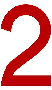 Zahl 2 in rot, 30 cm großer Sticker aus selbstklebender Klebefolie zum aufkleben, wetterfeste Klebezahl