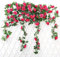 JUSTOYOU 2 Pack 7.2ft Künstliche Fake Rose Girlande Reben Hängende Seide Blumen für Outdoor Indoor Hochzeit Wand Badroom Dekoration (Rose Rot)