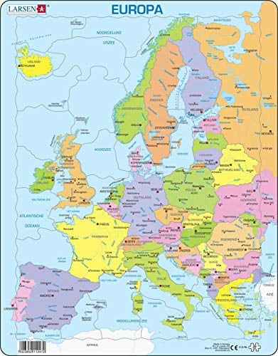 Larsen A8 Europe Political Map for Younger Children, Dutch Edition, 37 Piece Boxless Tray & Frame Jigsaw Puzzle