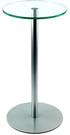 freeroom24 Designer Beistelltisch Glas Silber 30x30x60cm - Wohnzimmertisch modern - Stabiler Couchtisch - praktischer Coffee Table rund - Kleiner Kaffeetisch - Glastisch - Sofatisch - Made in Germany