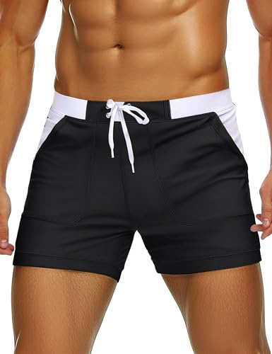 TACVASEN Swim Briefs Men Swimming Boxer Swimwear Trunks Shorts Summer Black