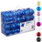 Relaxdays Palline di Natale, Set da 100, Addobbi Natalizi, Opache, Lucide, Glitterate, ∅ 3,4 e 6 cm, Decorazioni, Blu